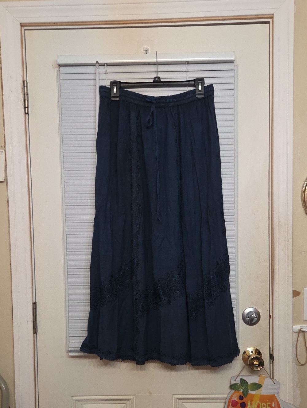 Boho Navy Maxi Skirt with Drawstring Waist